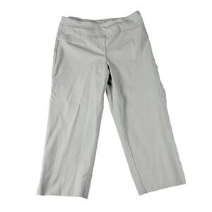 Zac & Rachel Womens Pants High Rise Straight Leg Cropped Flat Front Gray Size 10